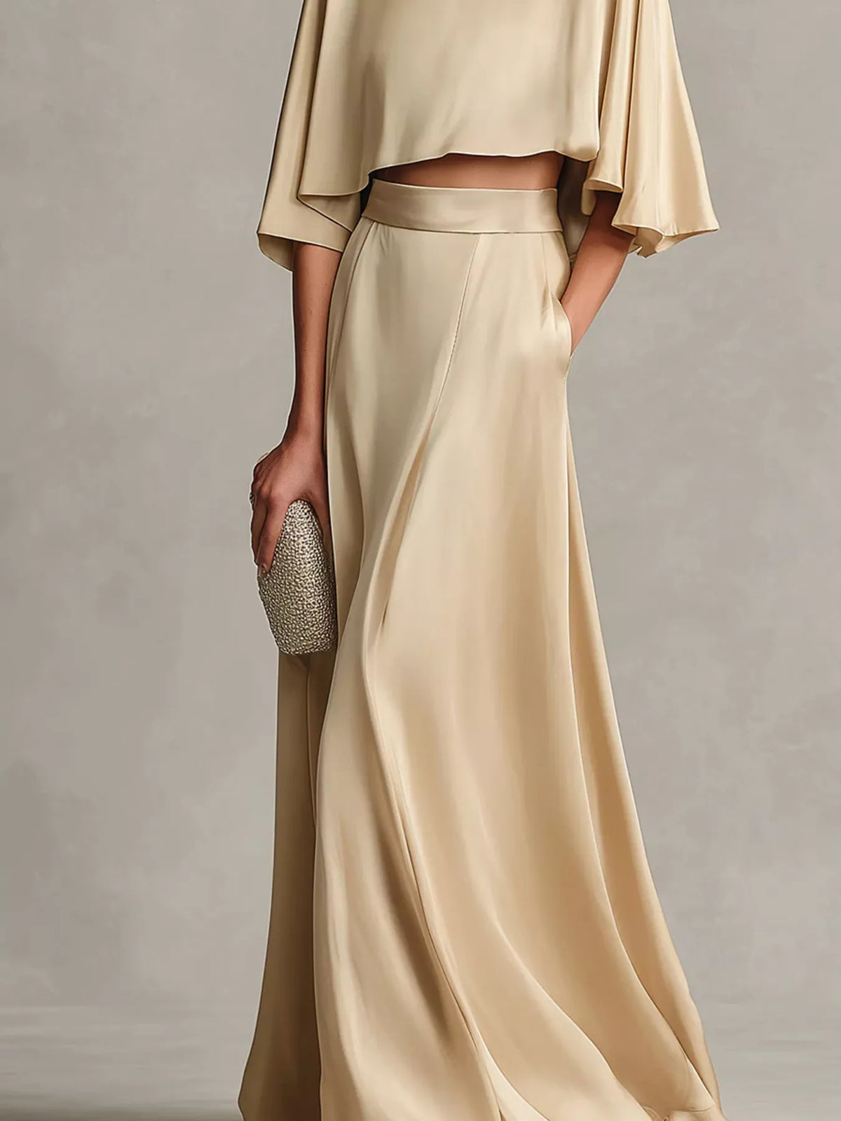 Full Size Satin Crop Top and Maxi Skirt Two-Piece Set Plus Size - photo 3