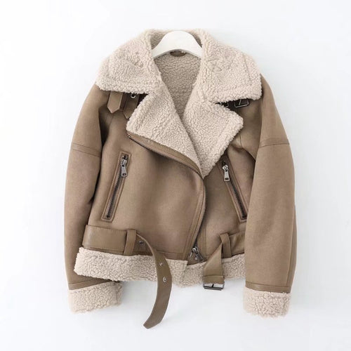 Women's Faux Suede Moto Jacket | Fleece-Lined Fall & Winter Coat