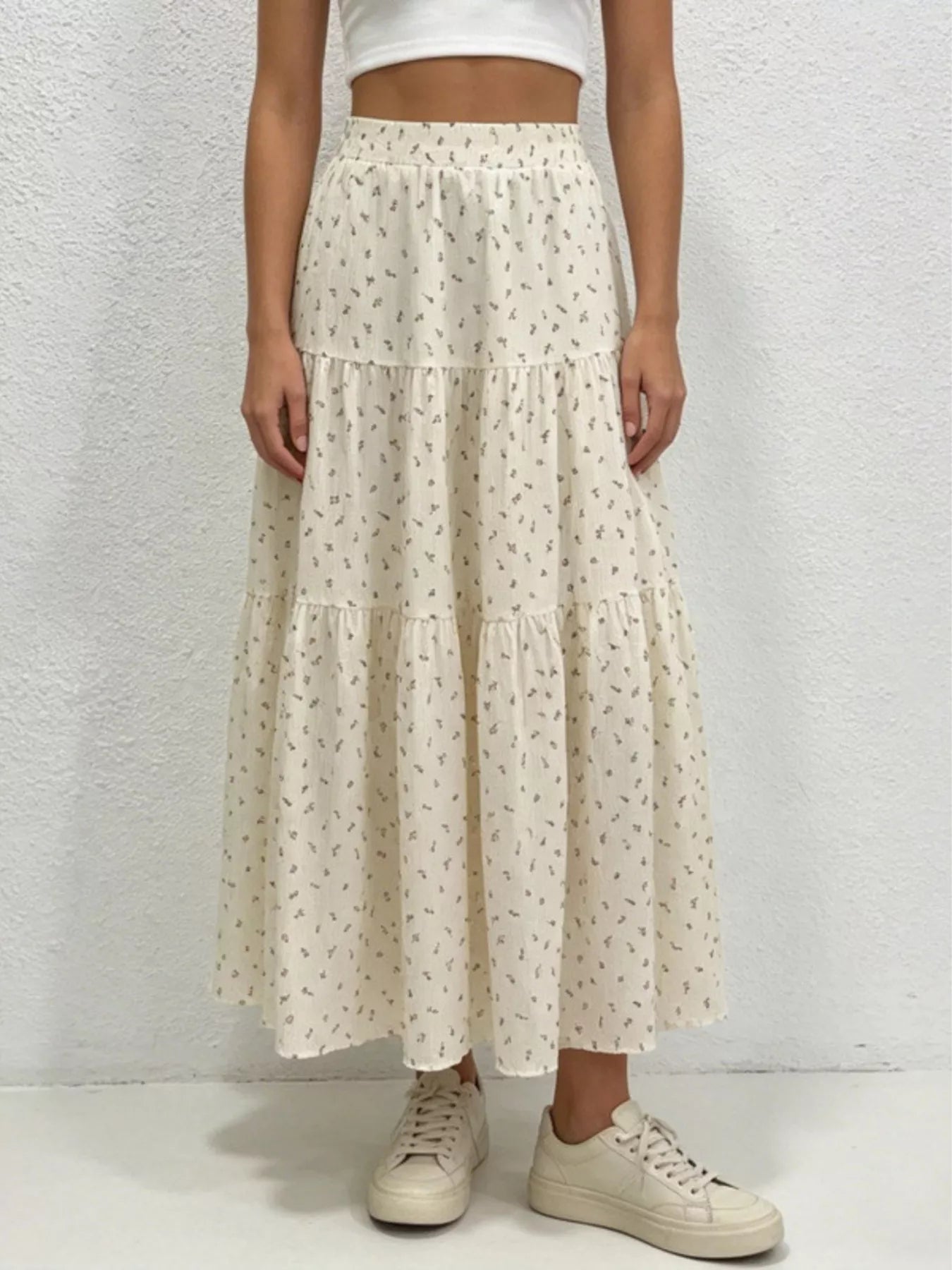 Floral Print Tiered Flowy Maxi Skirt Secondary image
