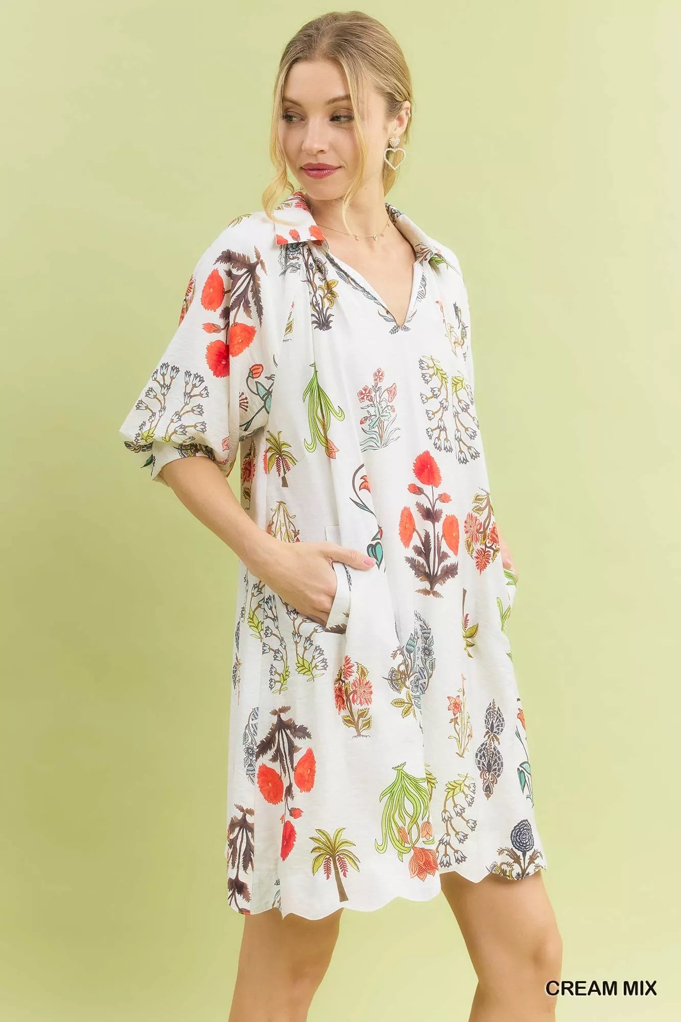 Umgee Floral Encyclopedia Print Mini Dress Secondary image