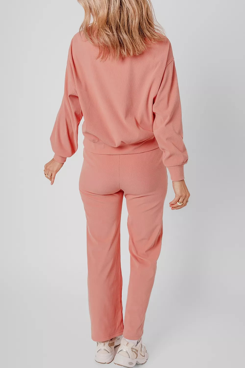 Ribbed Round Neck Top and Pants Set Secondary image