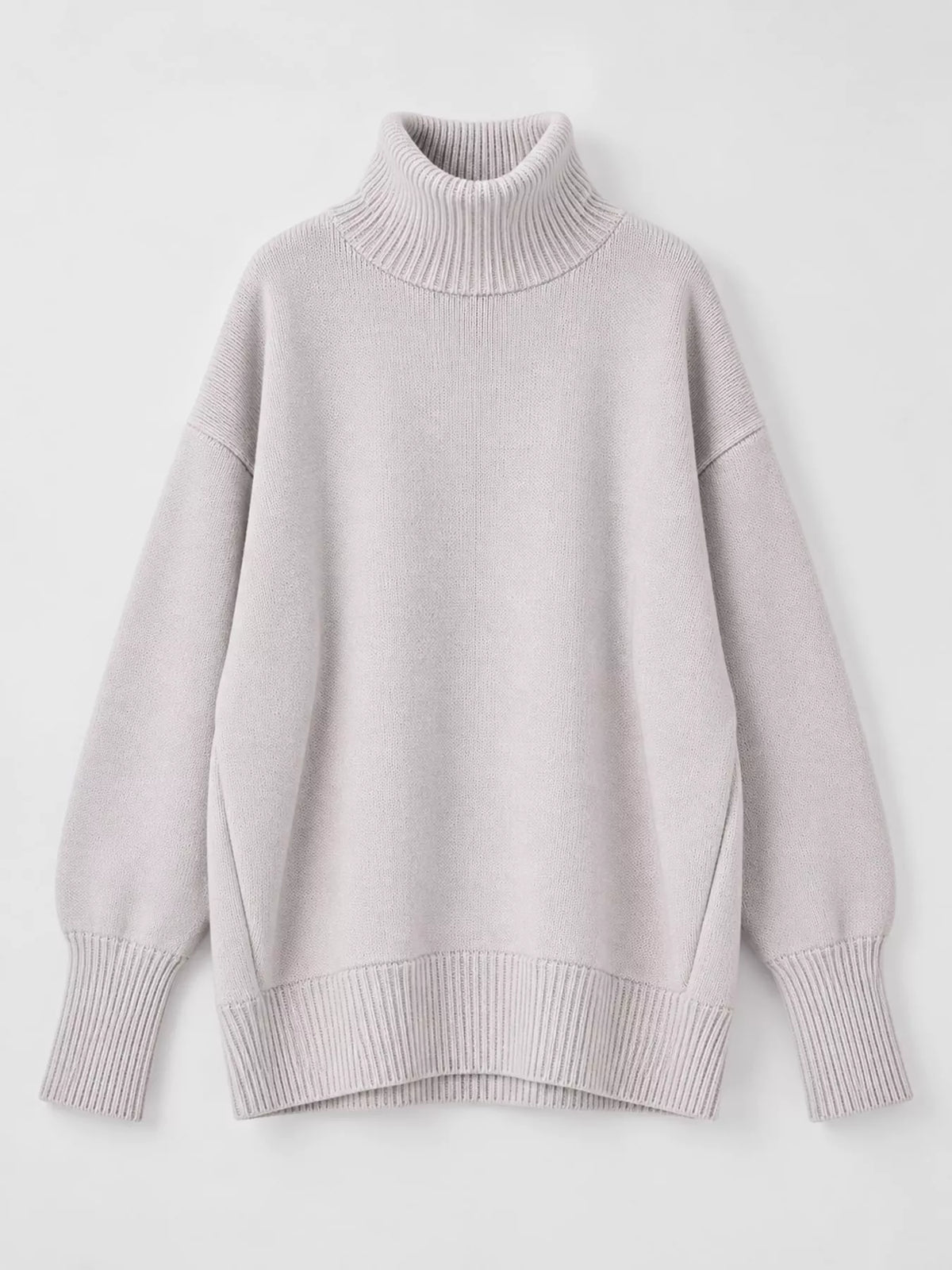 Women's Oversized Ribbed Turtleneck Sweater – Dropped Shoulder Relaxed Fit - photo 36