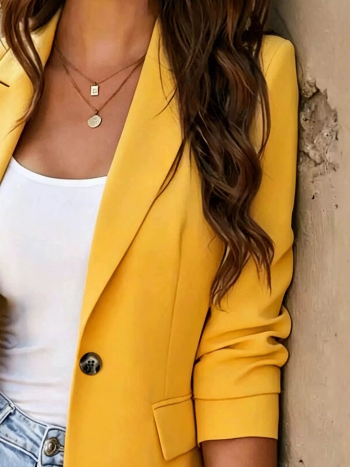 Full Size Single-Breasted Lapel Collar Blazer Plus Size Secondary image