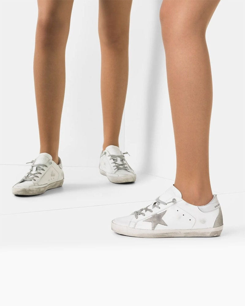 Women's Super Star Distressed Leather Low Top Sneakers