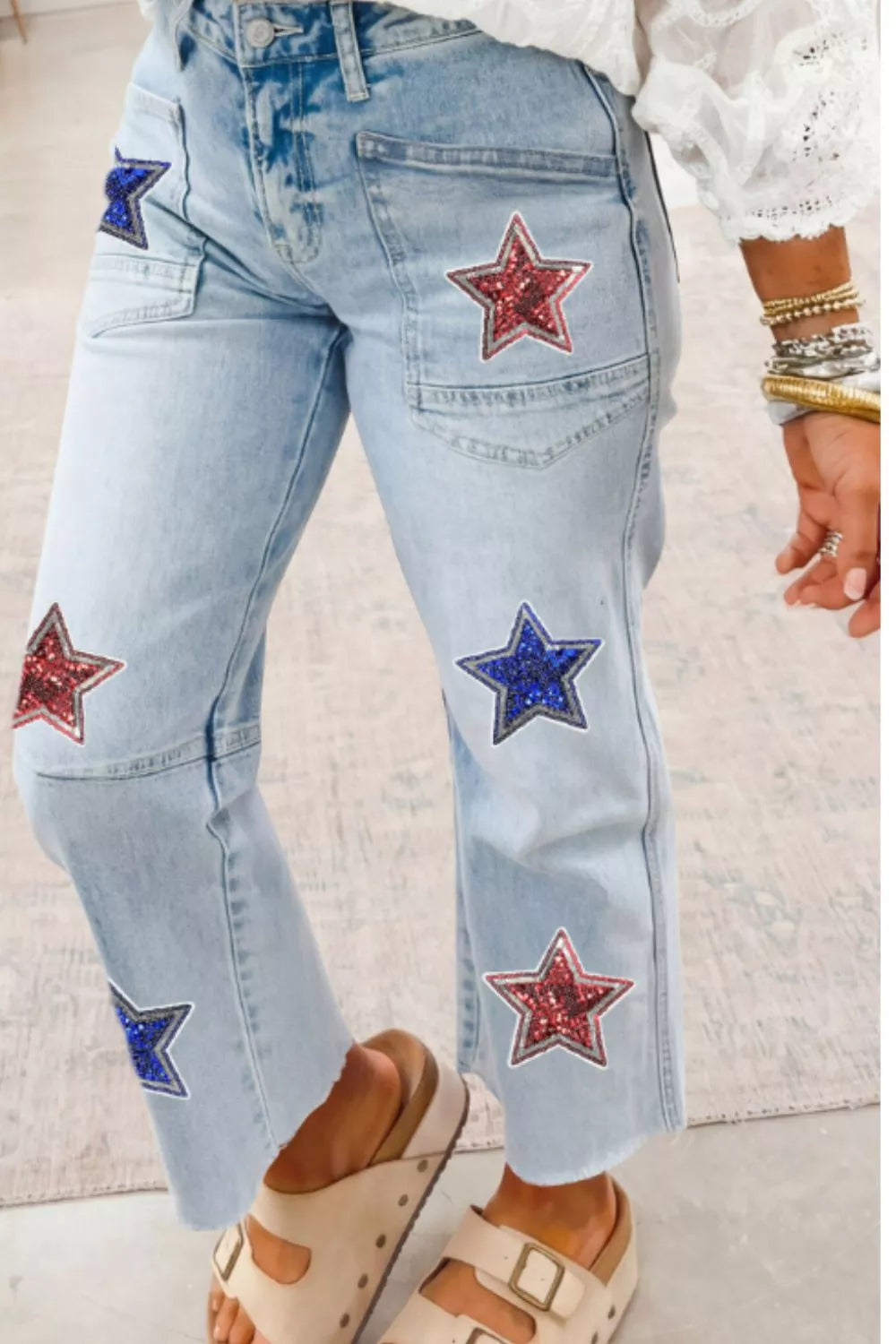 Star-Embellished Cropped Jeans Secondary image