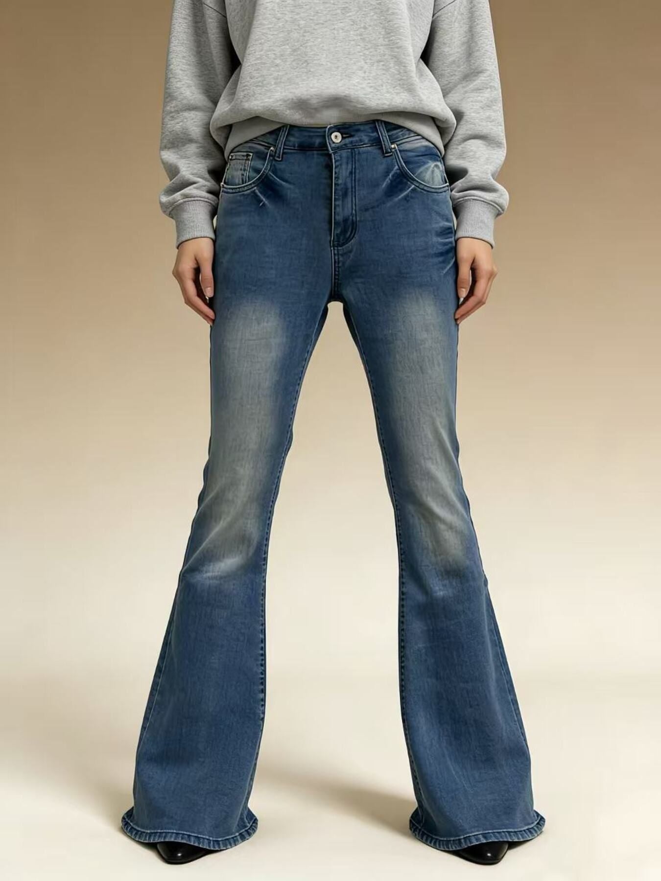 Full Size Vintage Wash High-Waisted Flare Jeans Plus Size Secondary image