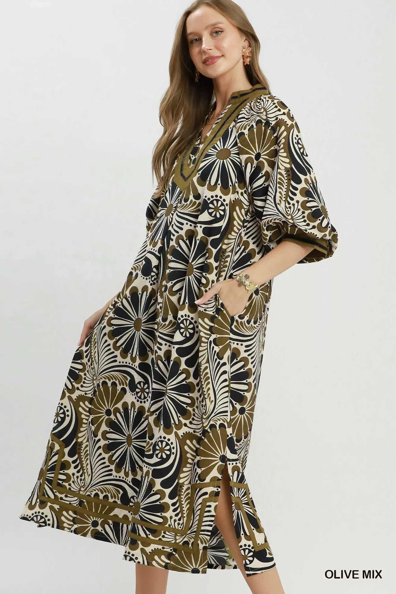 Umgee Abstract Print Midi Dress Secondary image