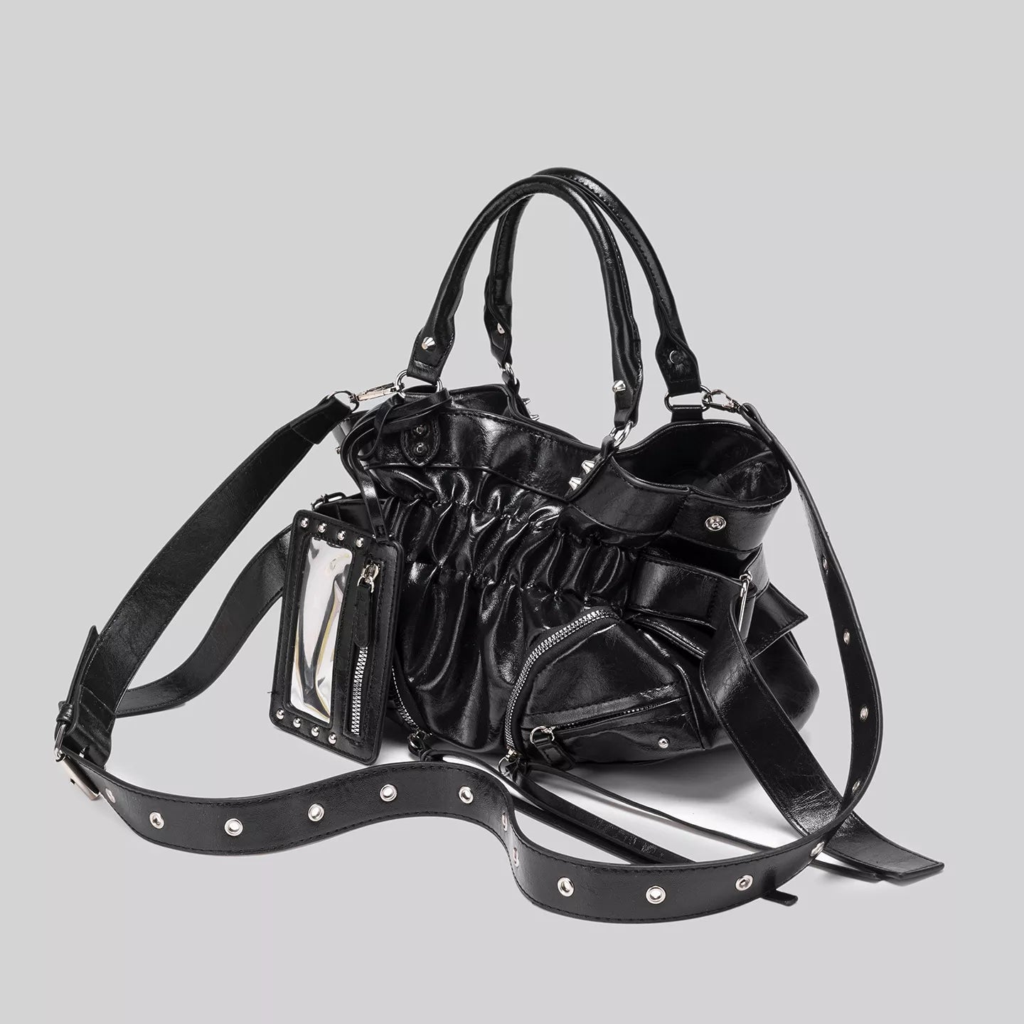 Ruched Leather Crossbody Bag Secondary image