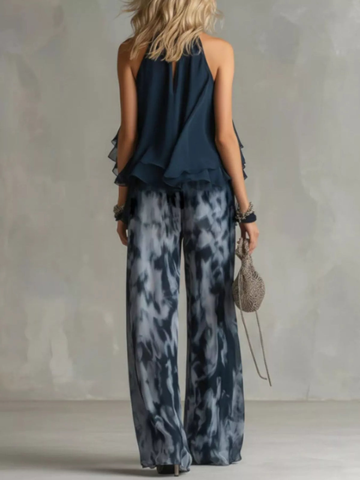 Sleeveless Top and Tie-Dye Wide-Leg Pants Set - photo 5
