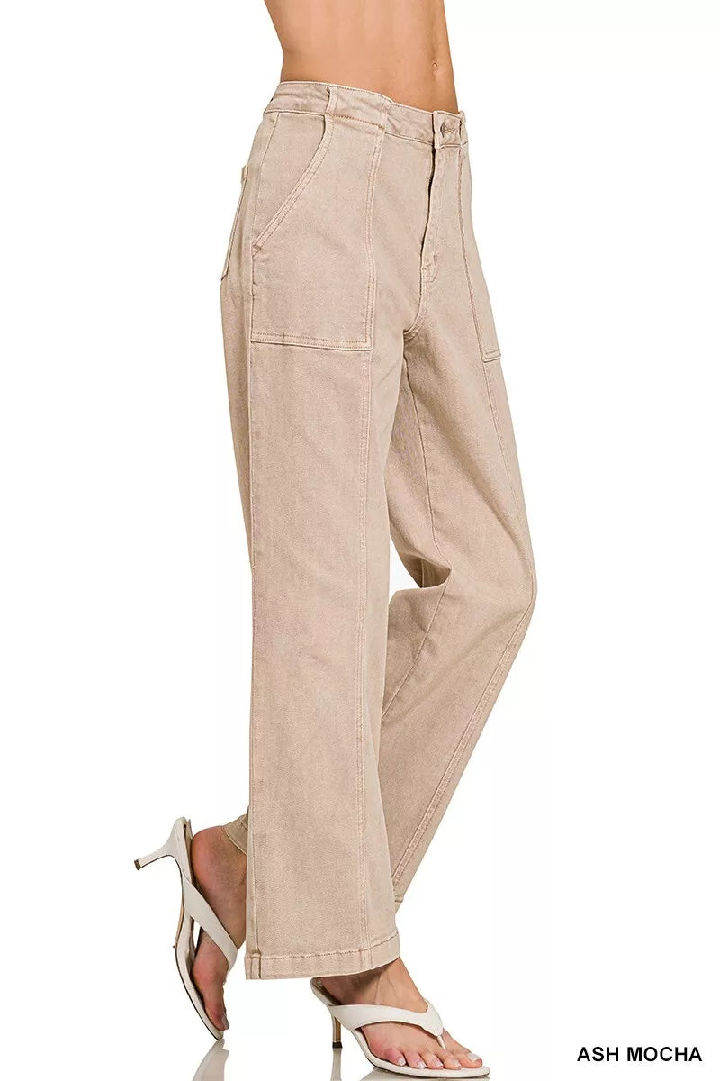 Zenana Straight Leg Utility Pocket Jeans Secondary image