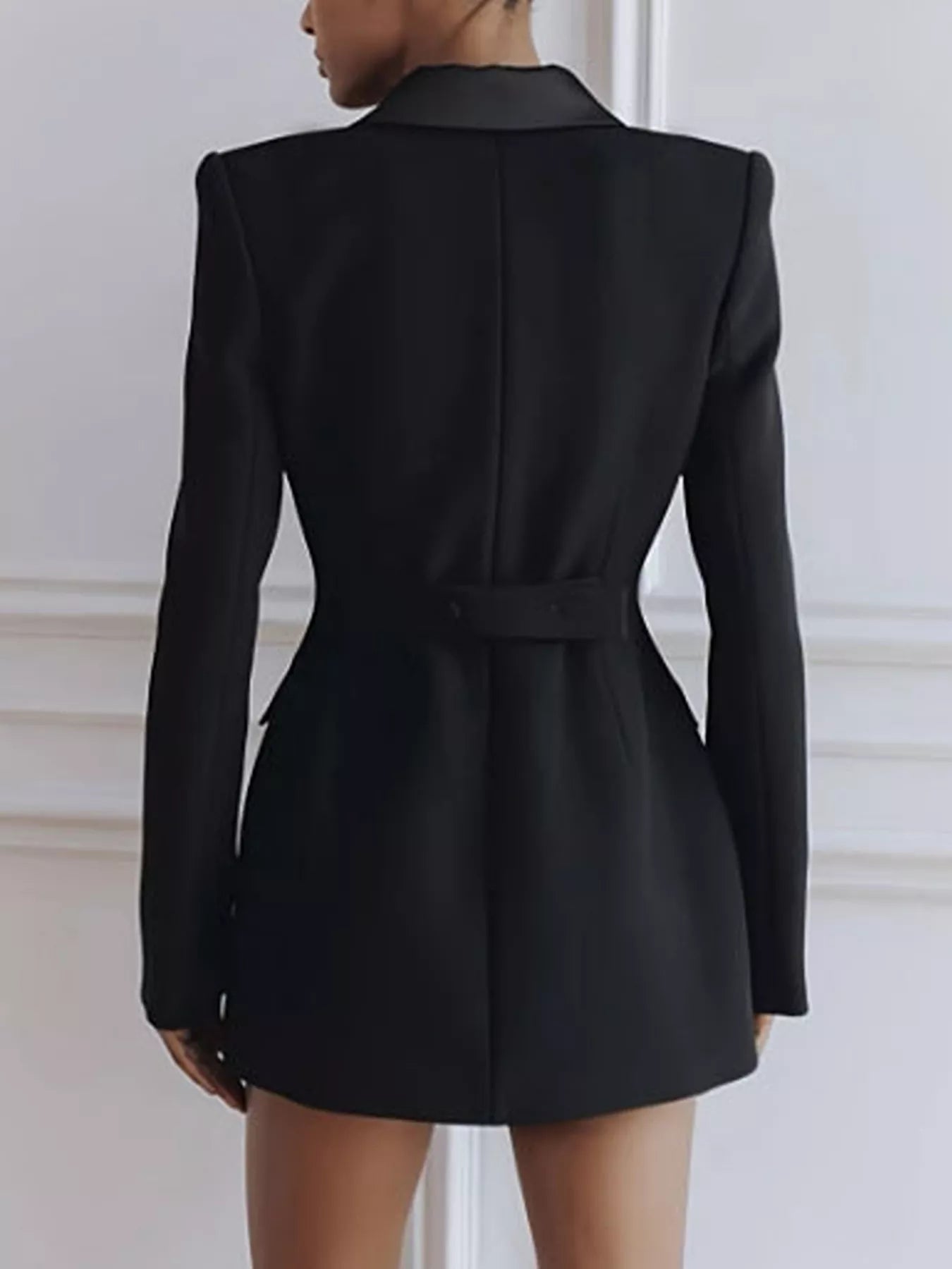 Satin Lapel Double-Breasted Blazer Secondary image