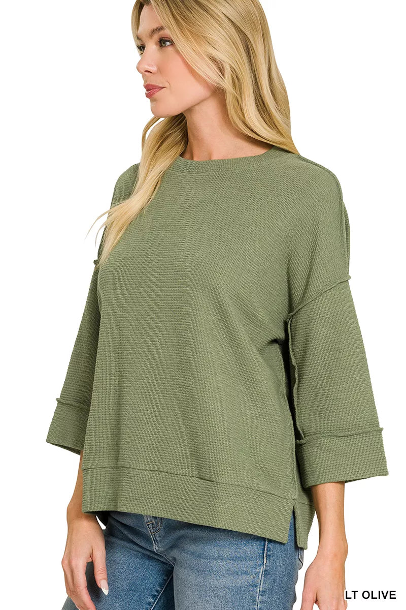 Zenana Double Knit 3/4 Sleeve Top Secondary image