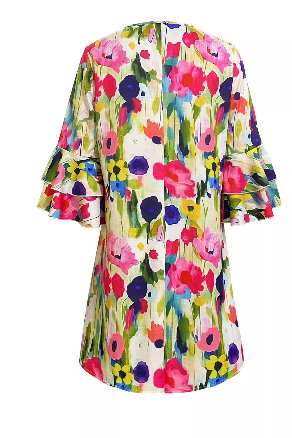V-Neck Ruffle Sleeve Floral Print Mini Dress Secondary image