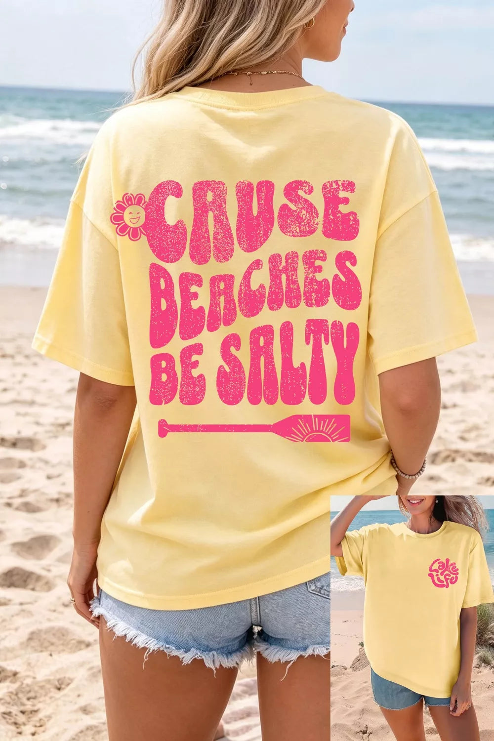 Casual Round Neck Short Sleeve Slogan Print Loose Fit T-shirt Secondary image