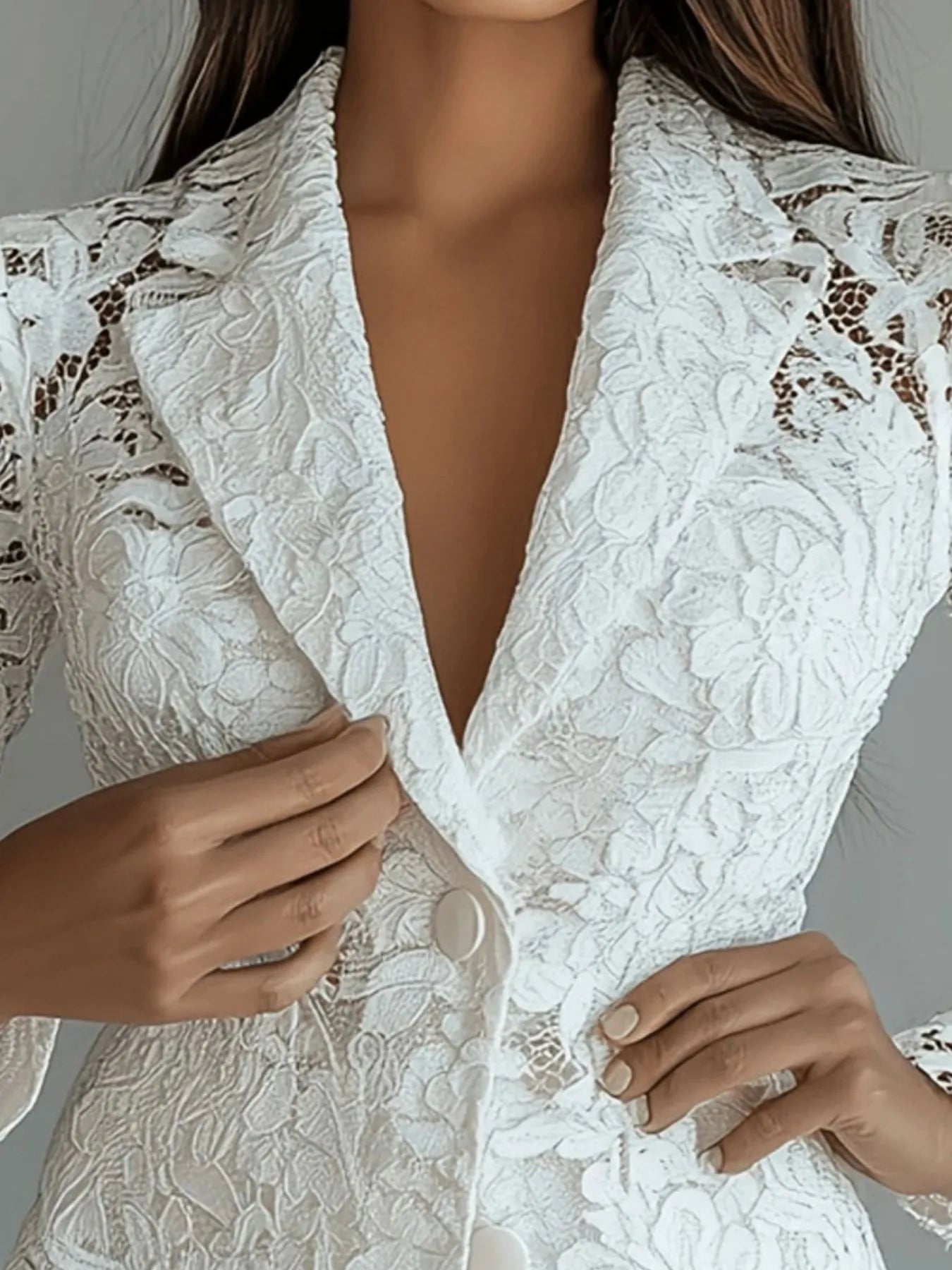 Floral Pattern Lace Single-Breasted Blazer Secondary image