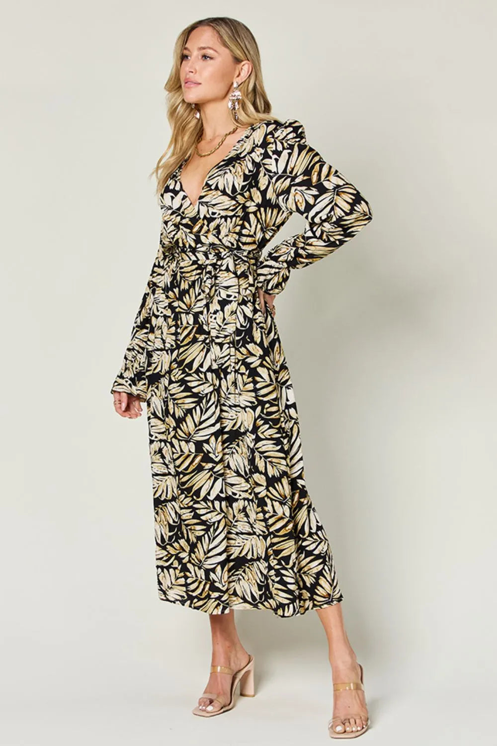 Double Take Full Size Tie Back Flounce Sleeve Dress Secondary image
