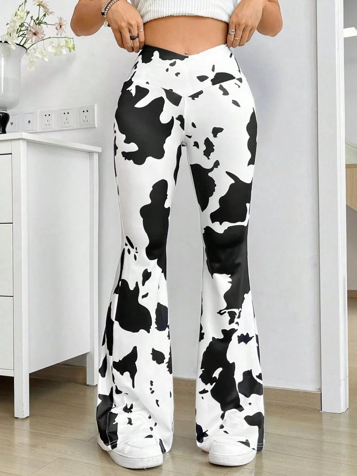 Cow Print Flared Pants Secondary image