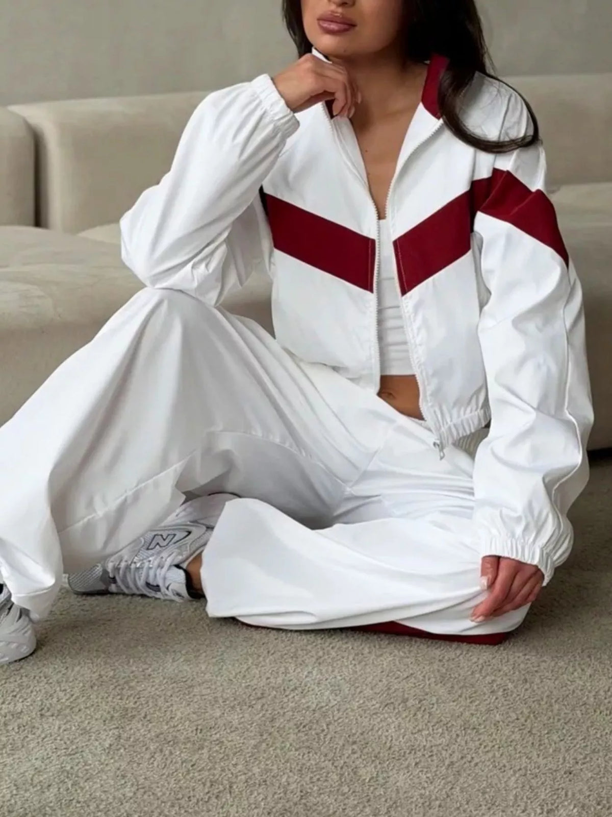Color Block Zip Up Outerwear and Pants Set - photo 10