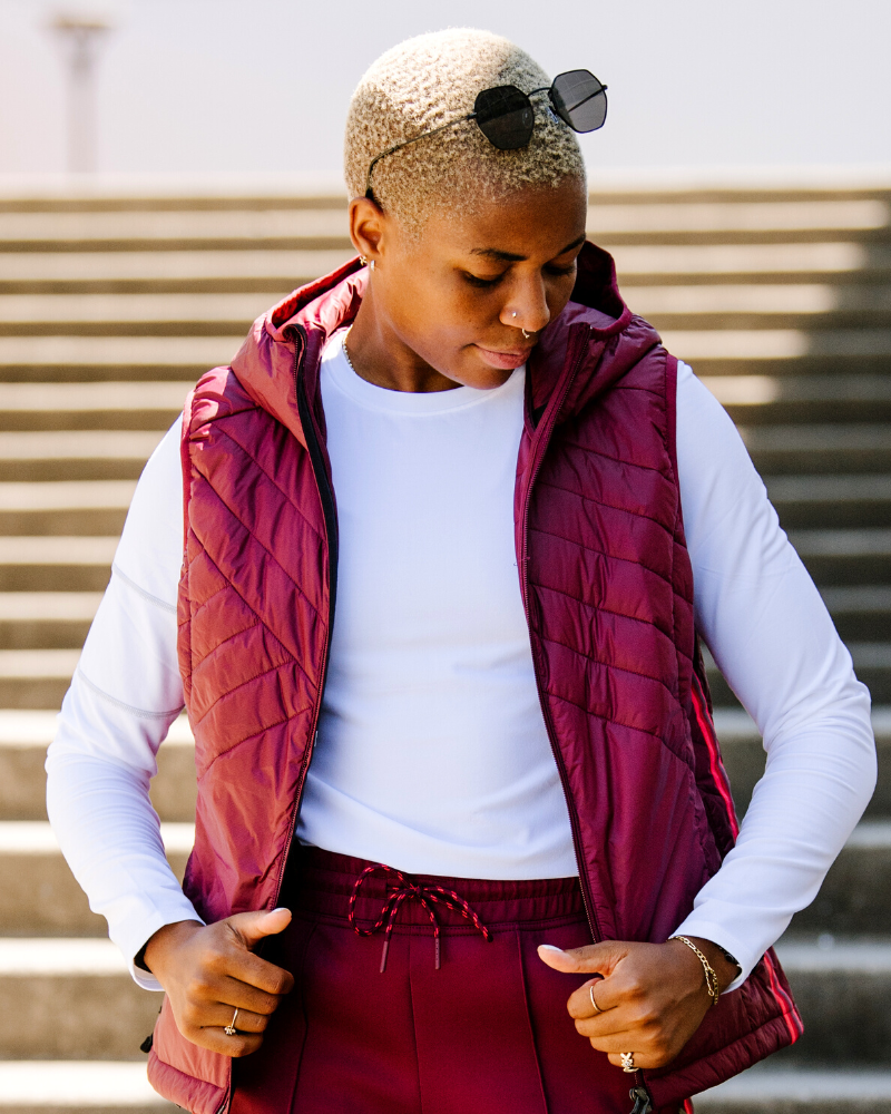 Powerstripe Eco-Friendly Down Hooded Vest Main image