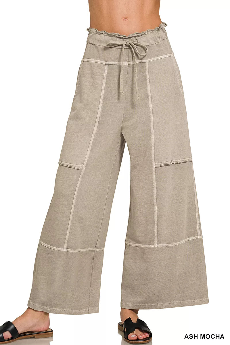 Zenana French Terry Washed Exposed-seam Wide Leg Pants Secondary image