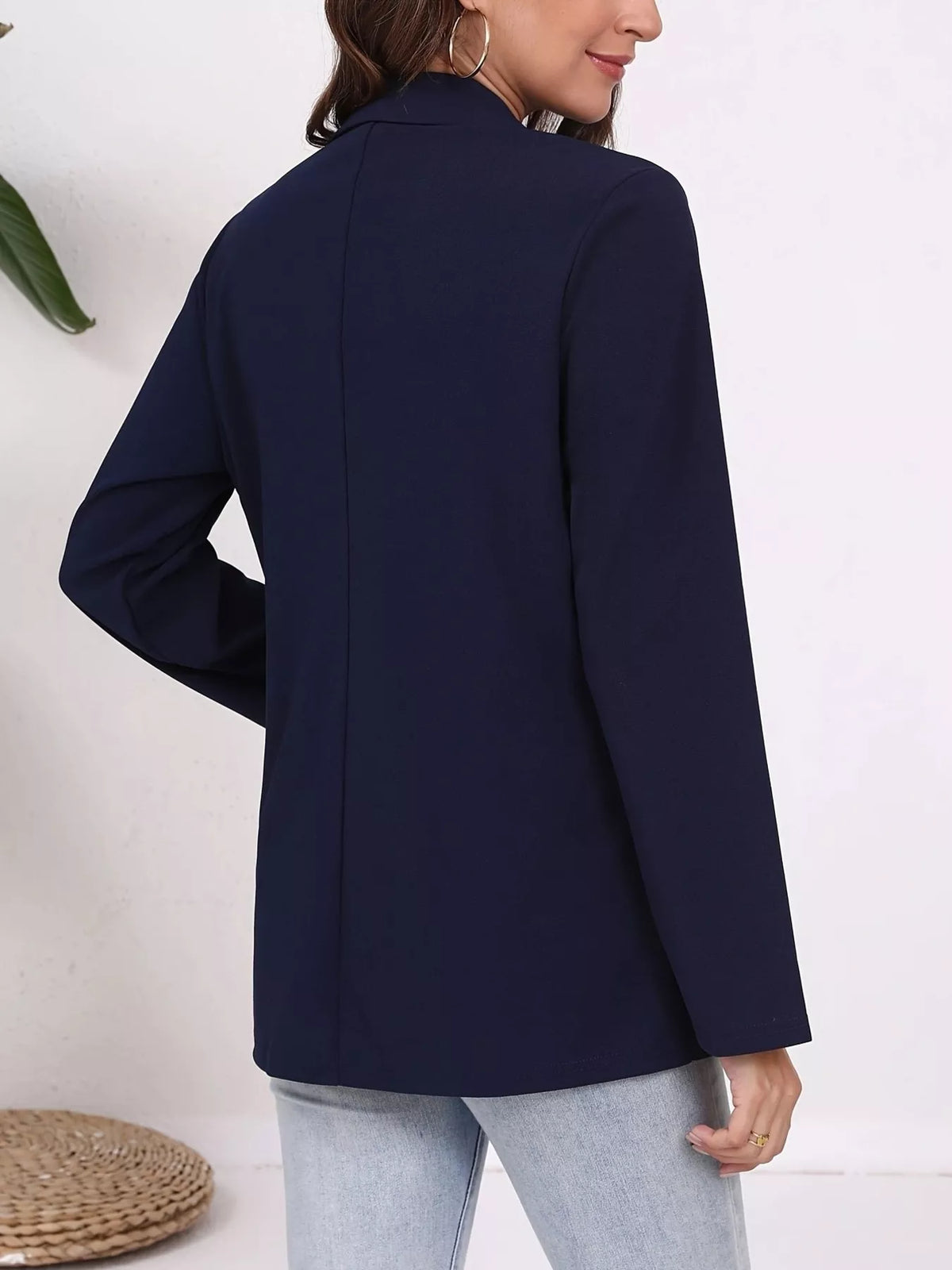 Plus Size Lapel Collar Single-Button Blazer - photo 9