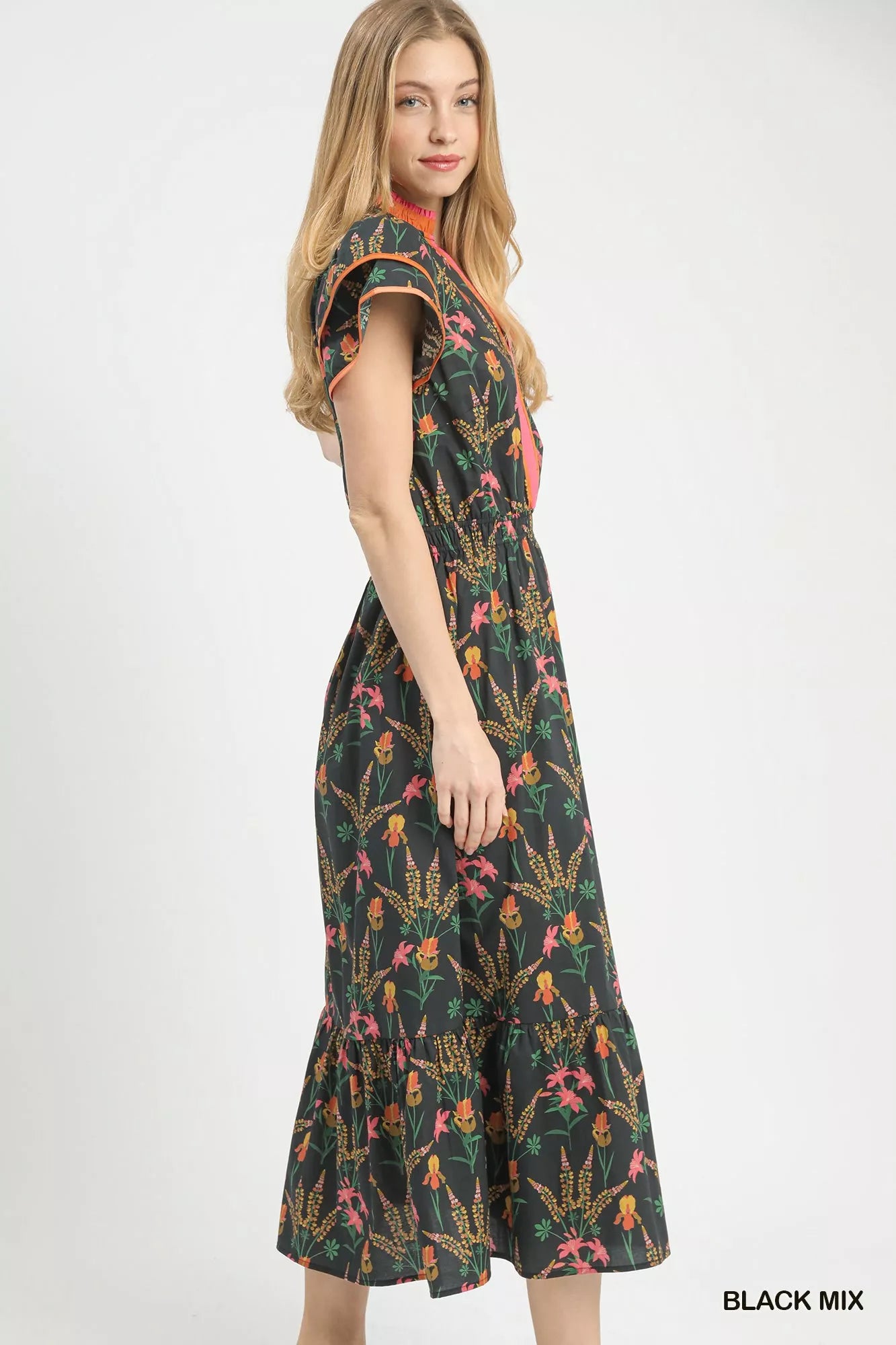 Umgee Mix Floral Midi Dress Secondary image