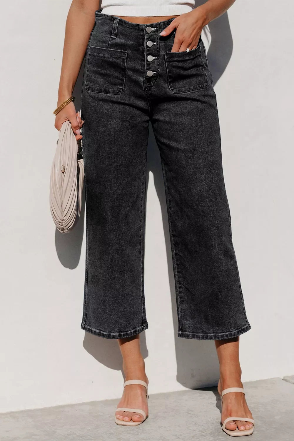 High-Waisted Button-Fly Wide-Leg Jeans Secondary image