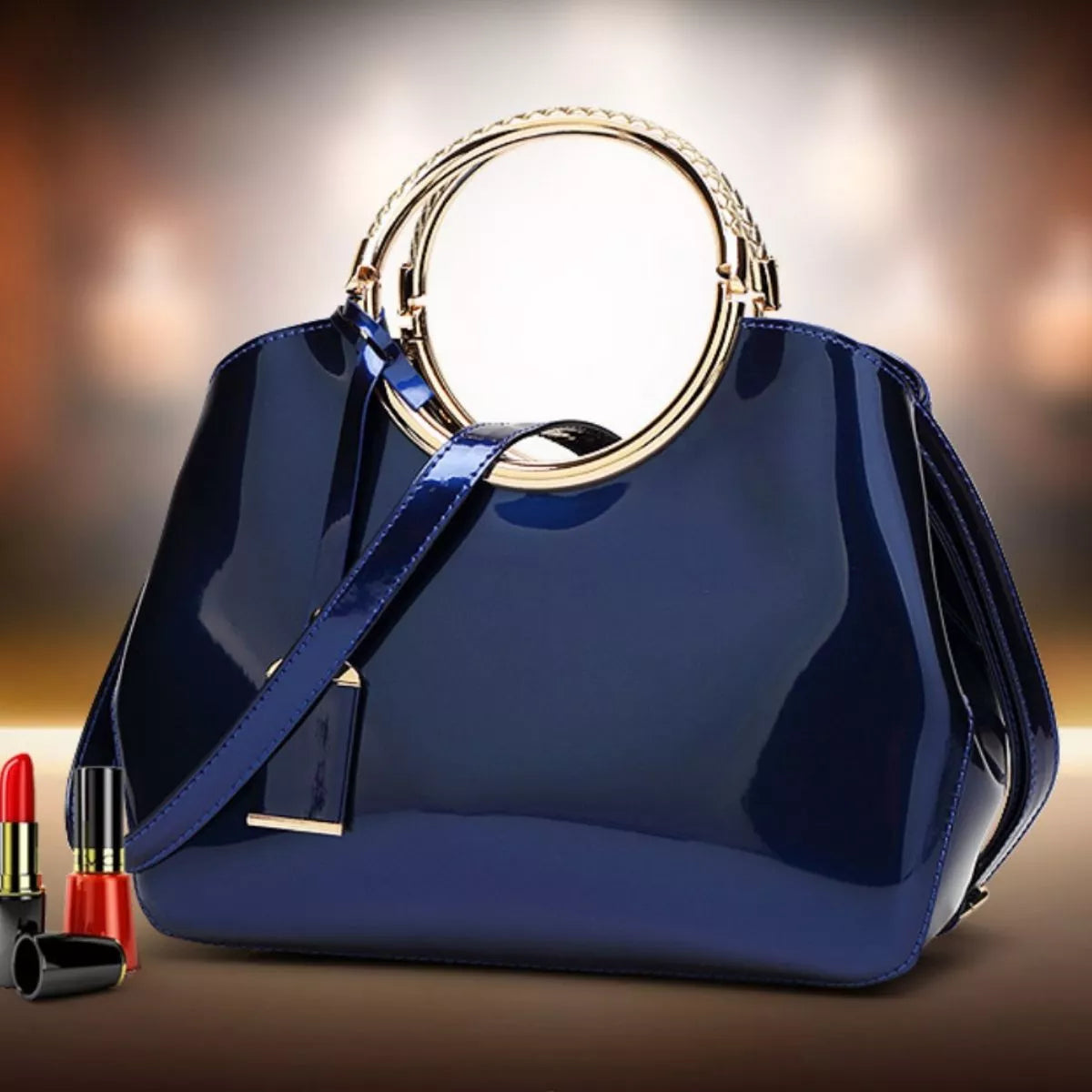 Glossy Ring Handle Handbag Secondary image