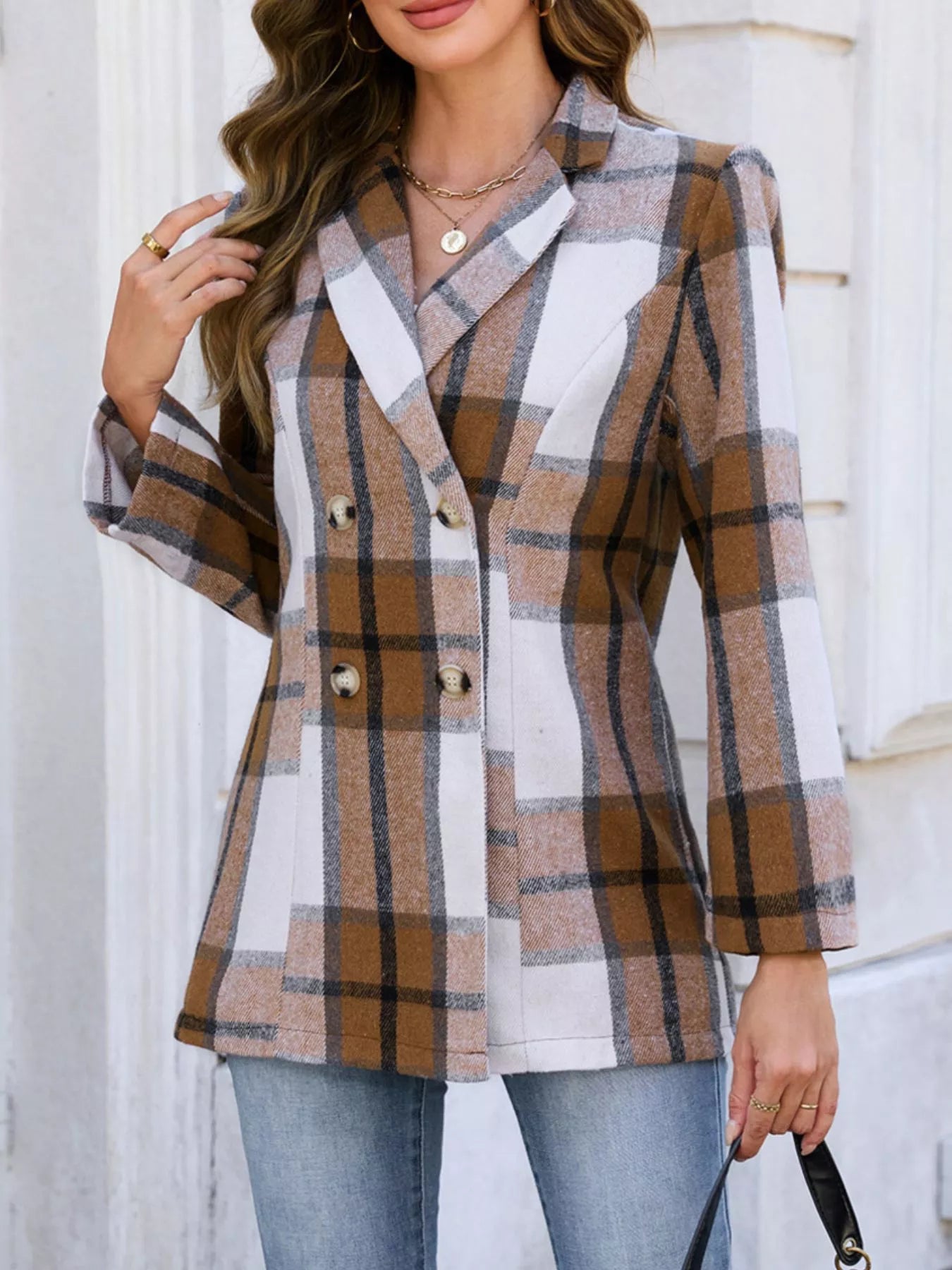 Plaid Double-Breasted Blazer Secondary image