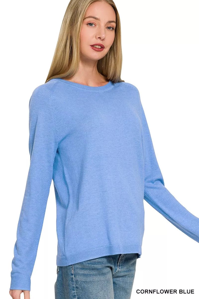Zenana Lightweight Wool Blend Round Neck Sweater Secondary image