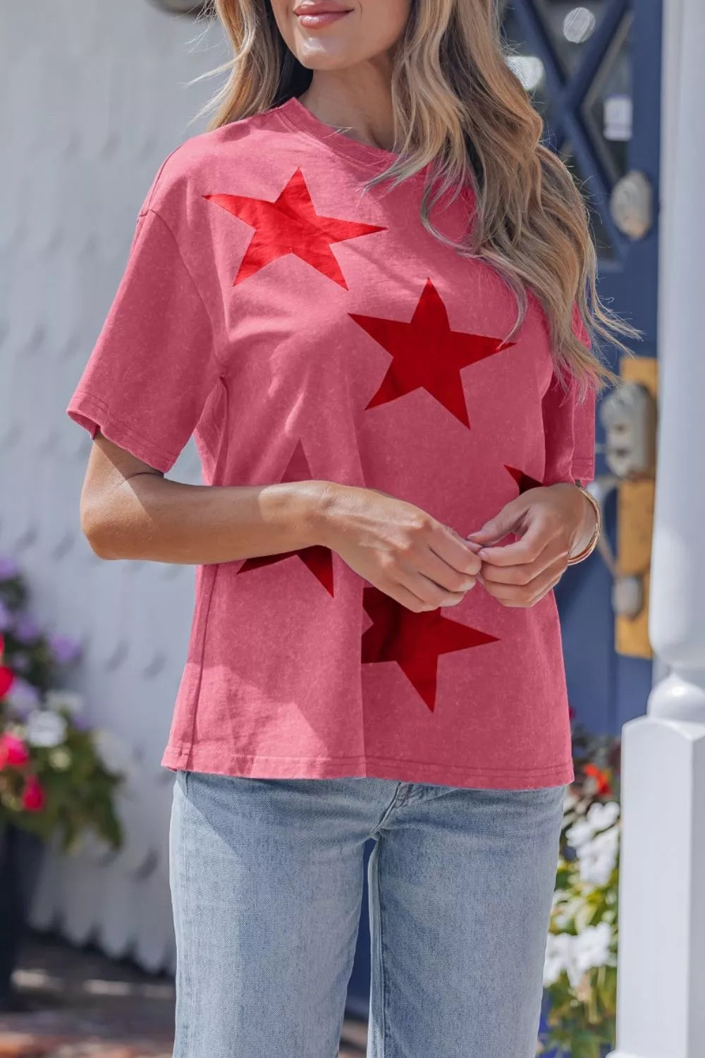 Independence Day Star Printed Mineral Wash T Shirt Secondary image