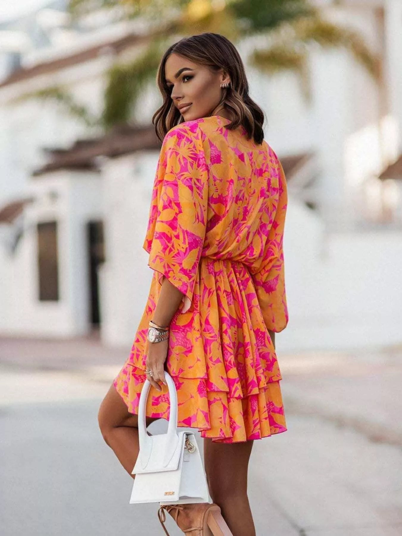 Layered Printed Surplice Mini Dress Secondary image