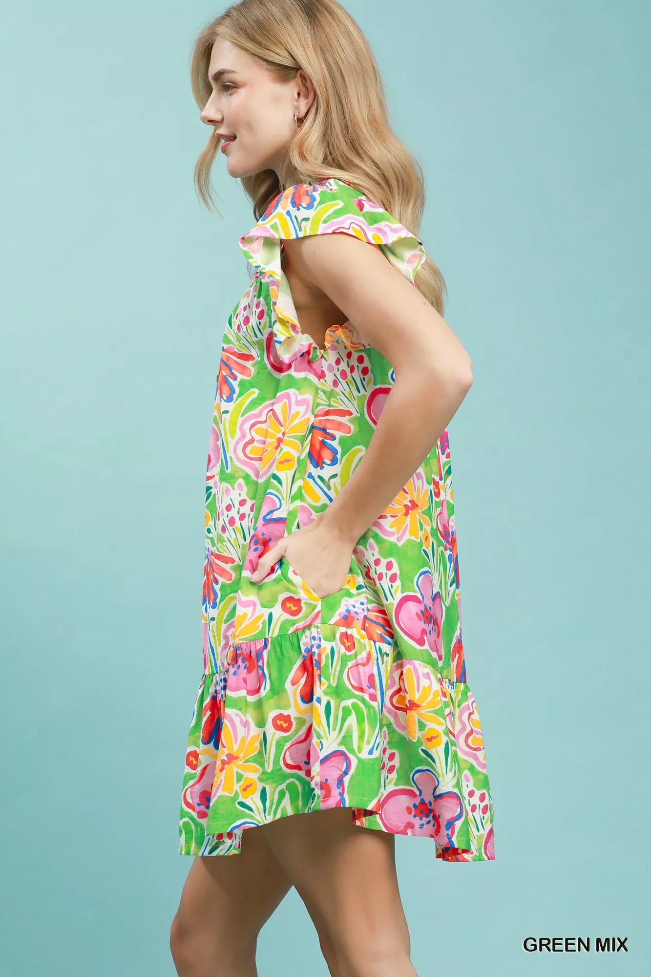 Umgee Floral Ruffle Mini Dress Secondary image