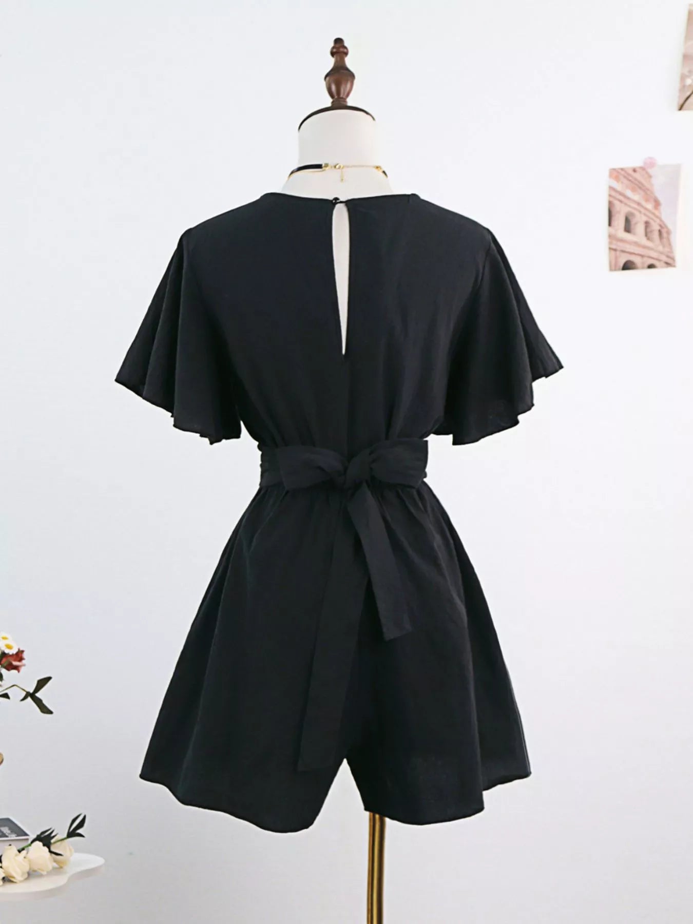 Tie Waist Flutter Sleeve Romper Secondary image