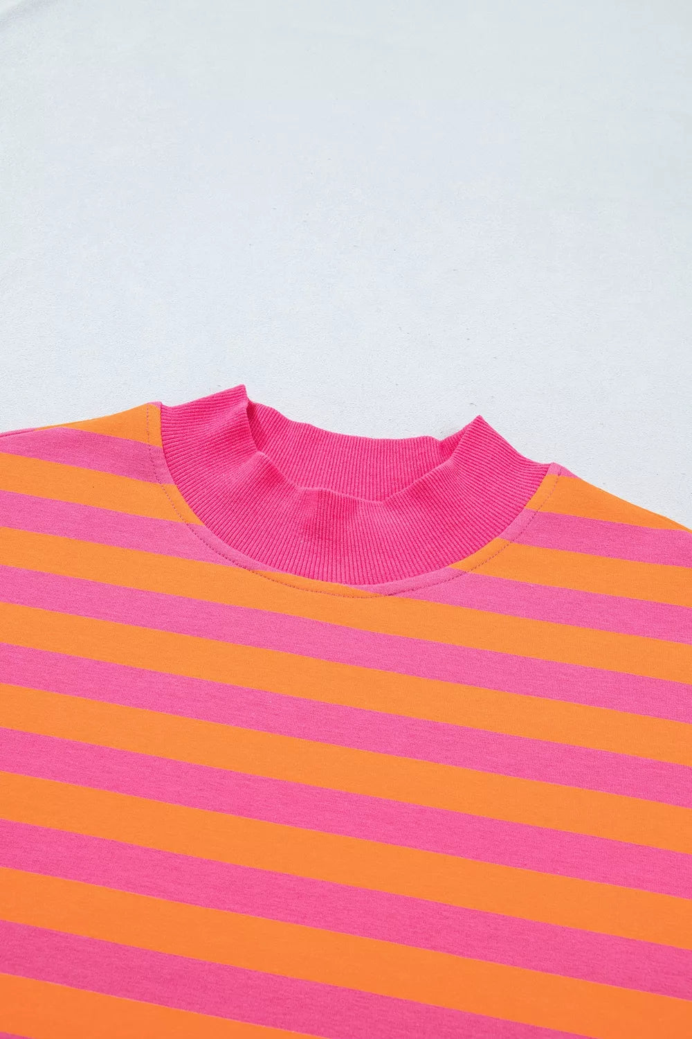 Stripe Color Block Patchwork Mock Neck Pullover Drawstring Mini Skort Set - photo 5