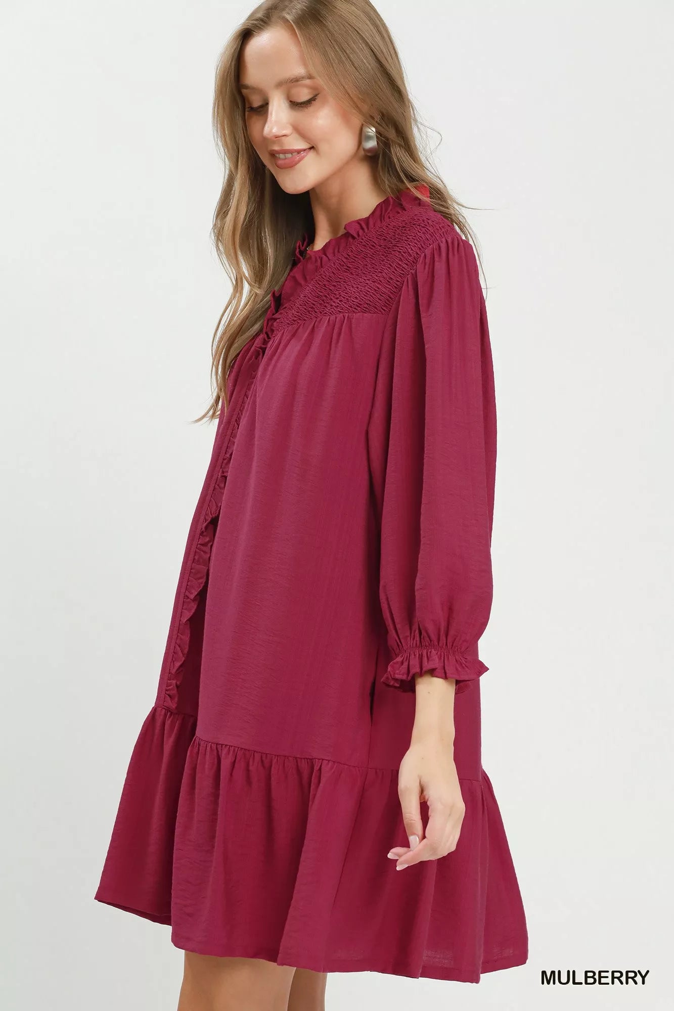 Umgee Smocked Ruffle Detail Tiered Mini Dress Secondary image