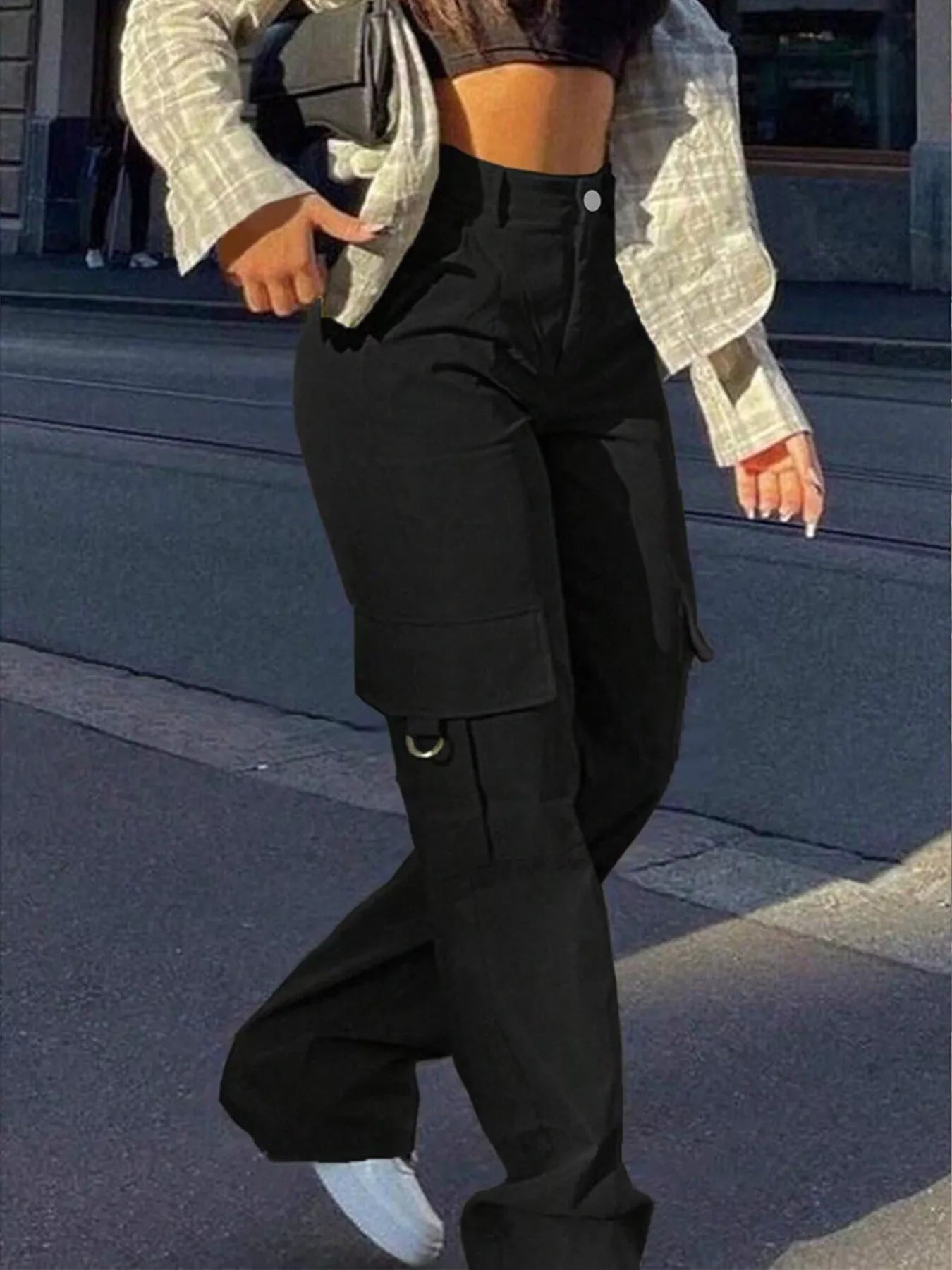 Full Size High-Waisted Cargo Pants Plus Size Secondary image