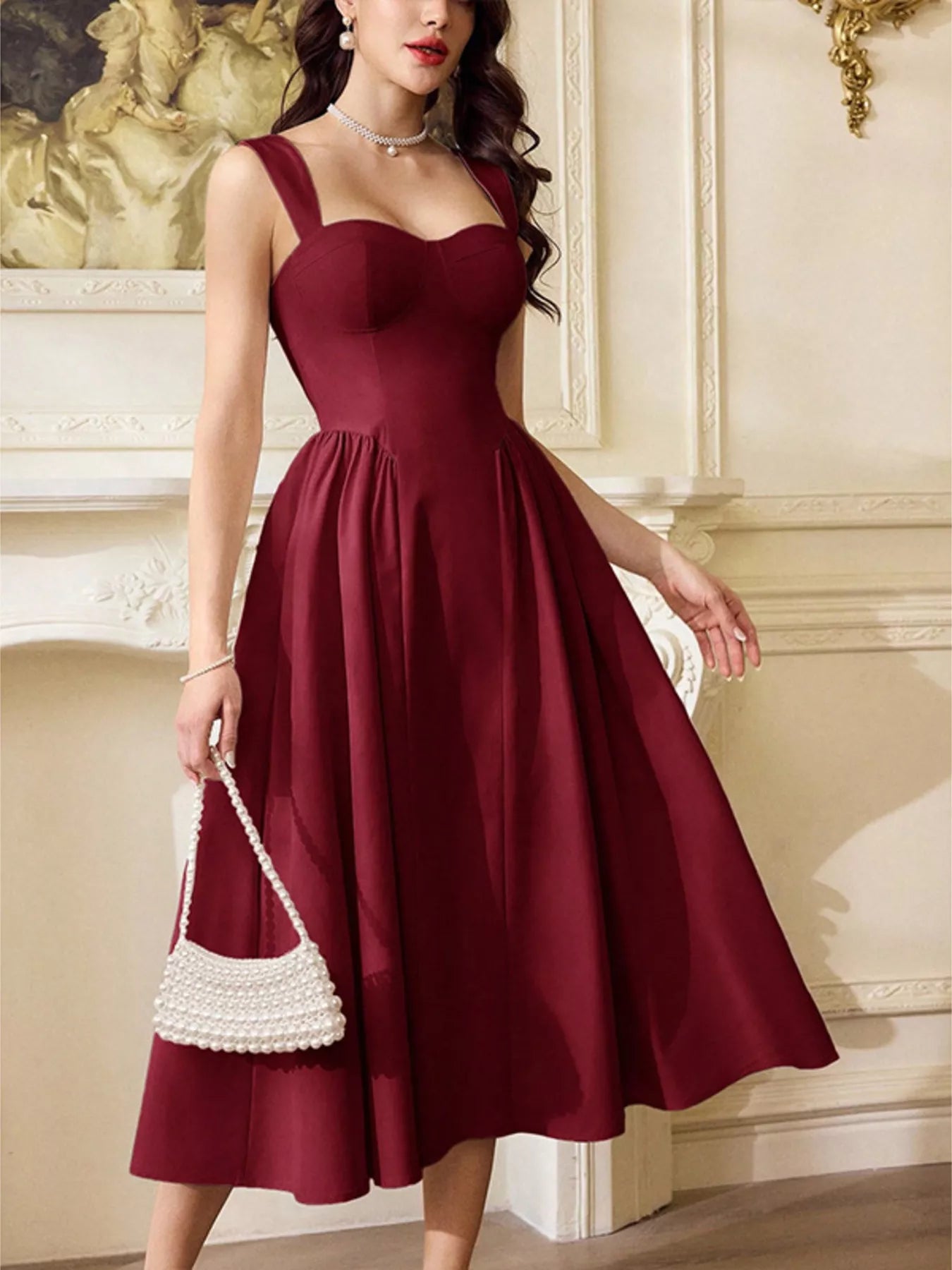 Sweetheart Neckline A-Line Midi Dress Secondary image