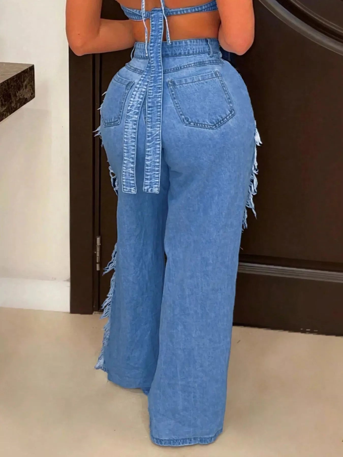 Distressed Wide-Leg Jeans Secondary image
