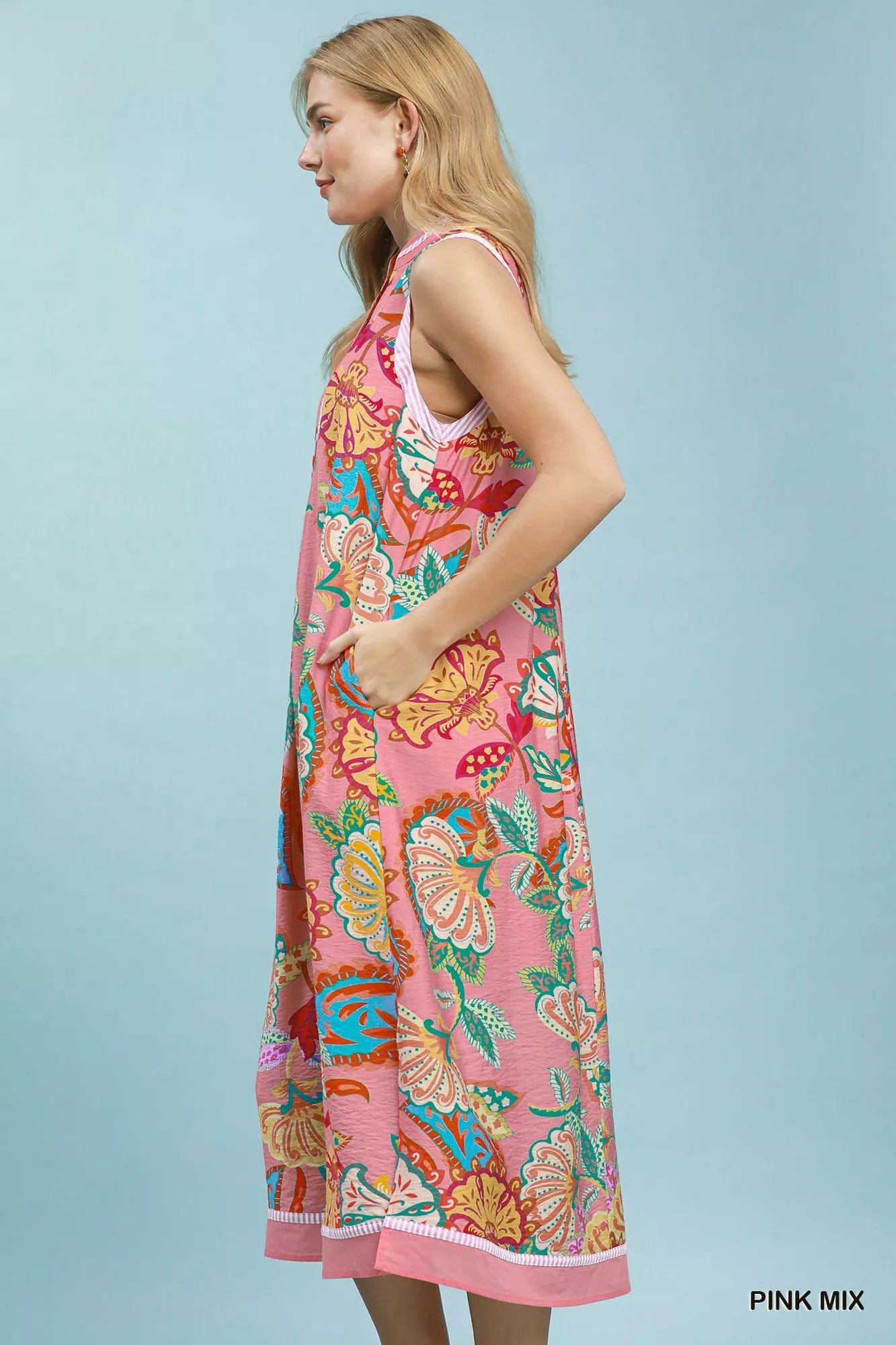 Umgee Paisley Floral Sleeveless Midi Dress Secondary image