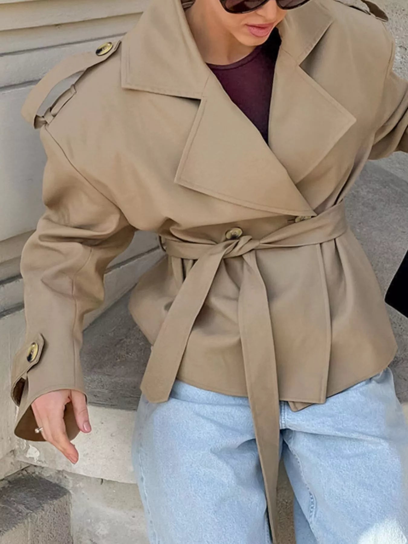 Chic Double-Breasted Belted Trench Coat Secondary image