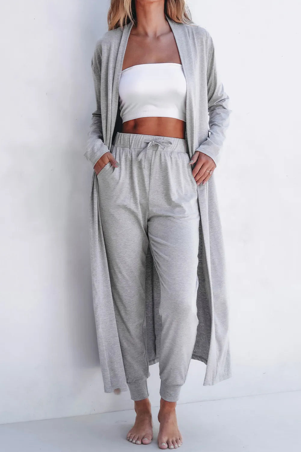 Open Front Long Sleeve Cardigan and Pants Lounge Set Secondary image