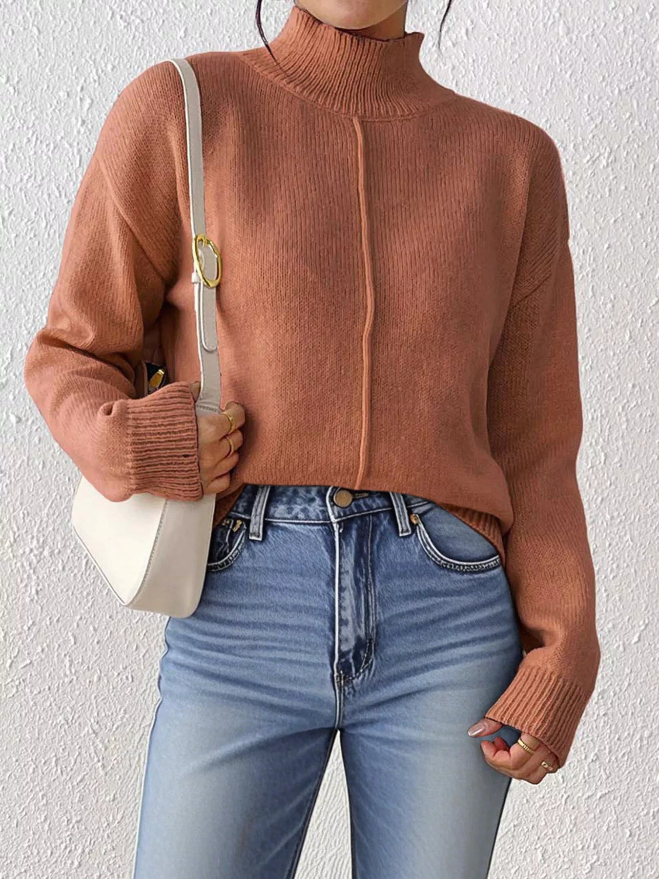 Center Seam Detail Turtleneck Sweater Secondary image