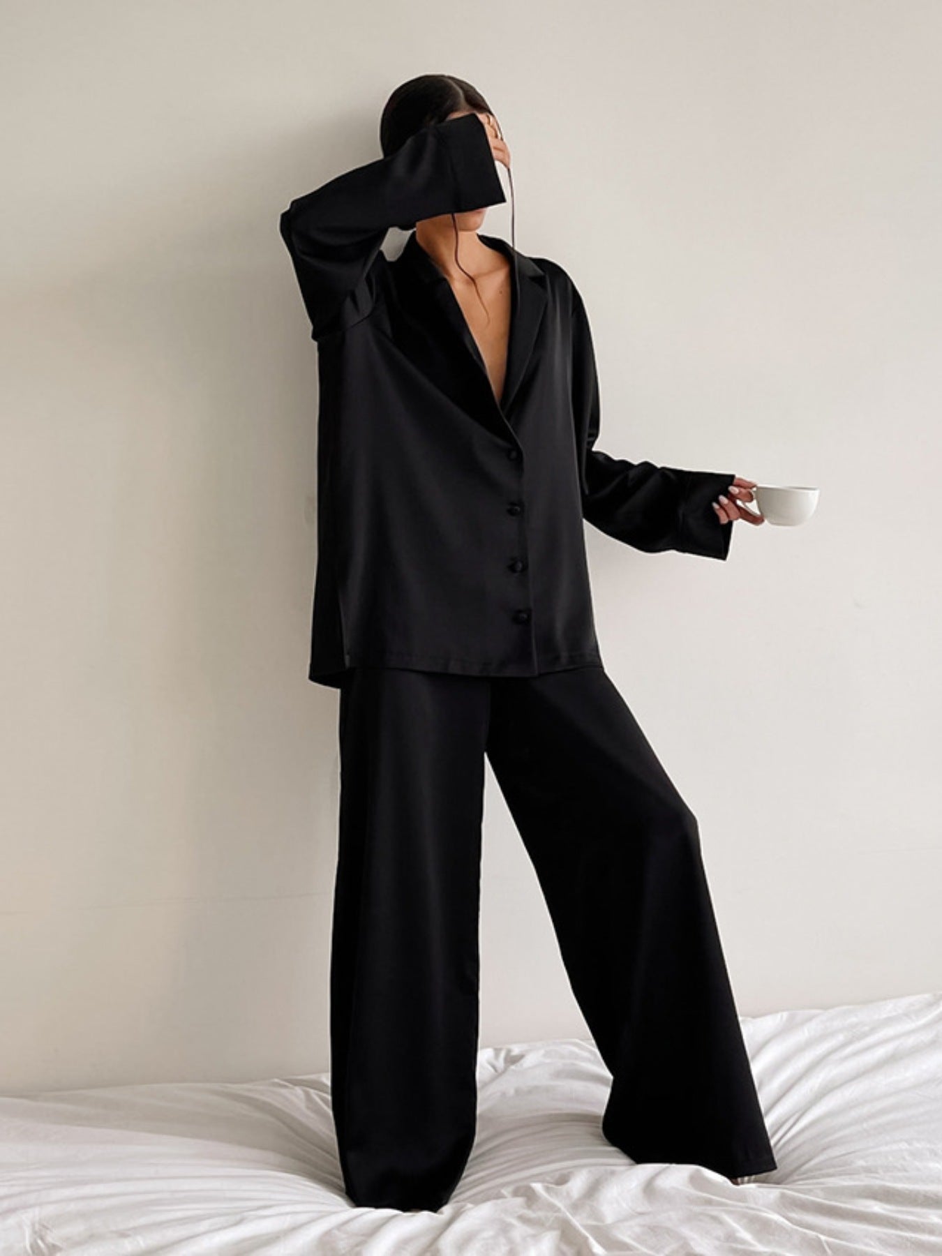 Long Sleeve Top and Wide Leg Pants Lounge Set Secondary image