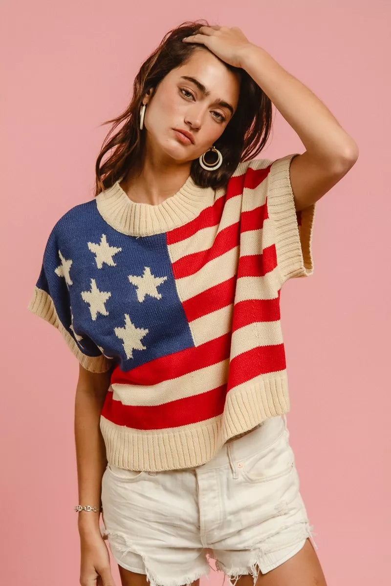 BiBi Star Patches American Flag Sleeveless Sweater Secondary image
