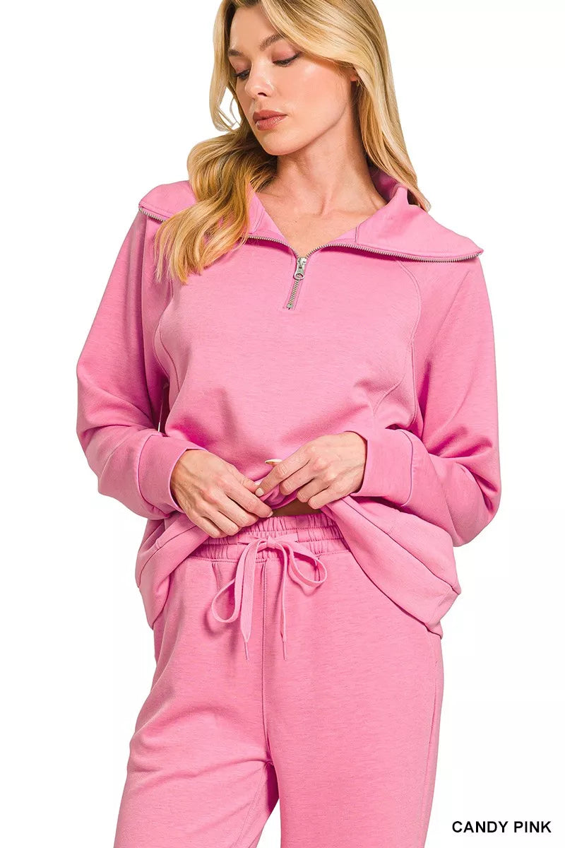 Zenana Scuba Half Zip Sweatshirts and Joggers Set Secondary image