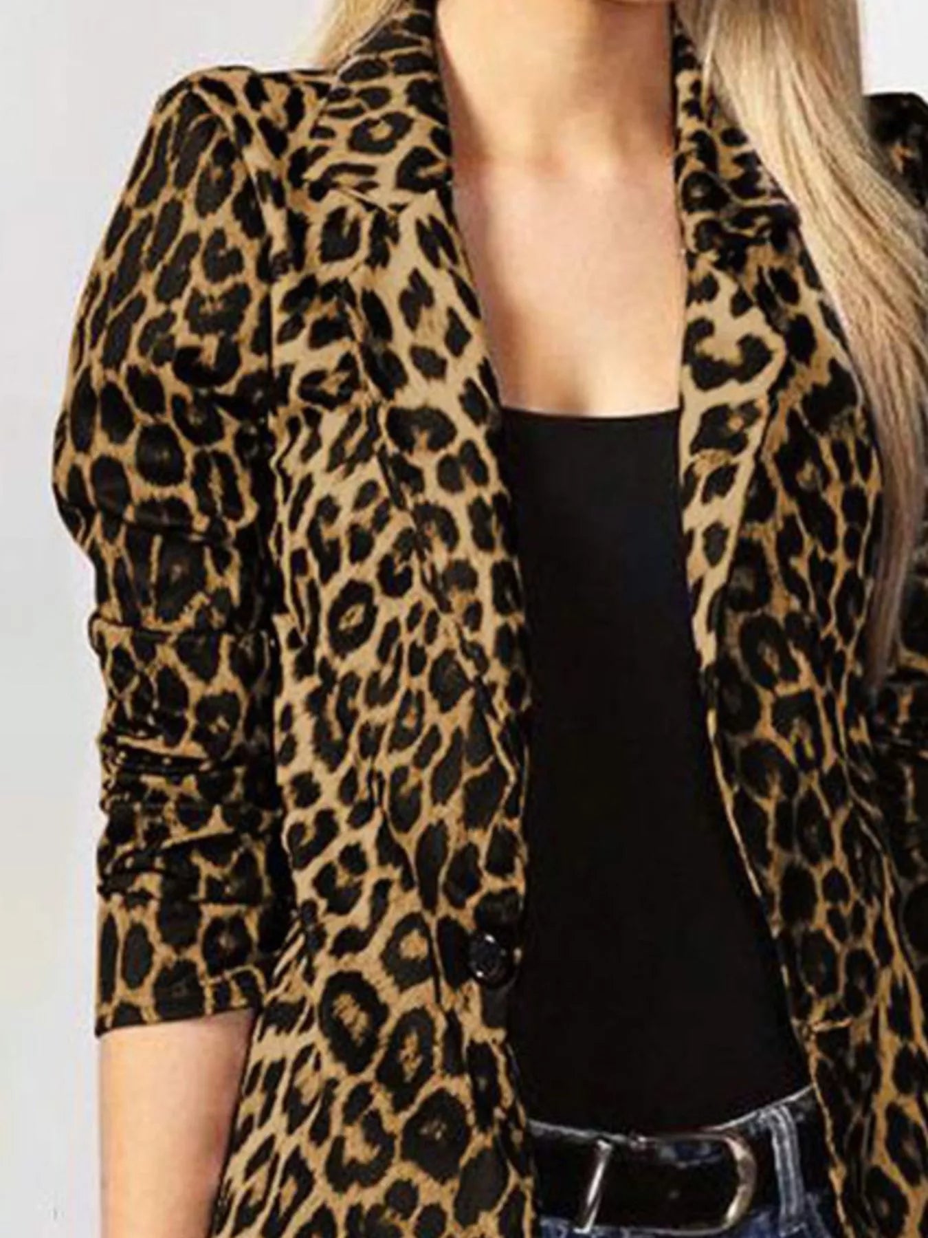 Leopard Print One Button Blazer Secondary image