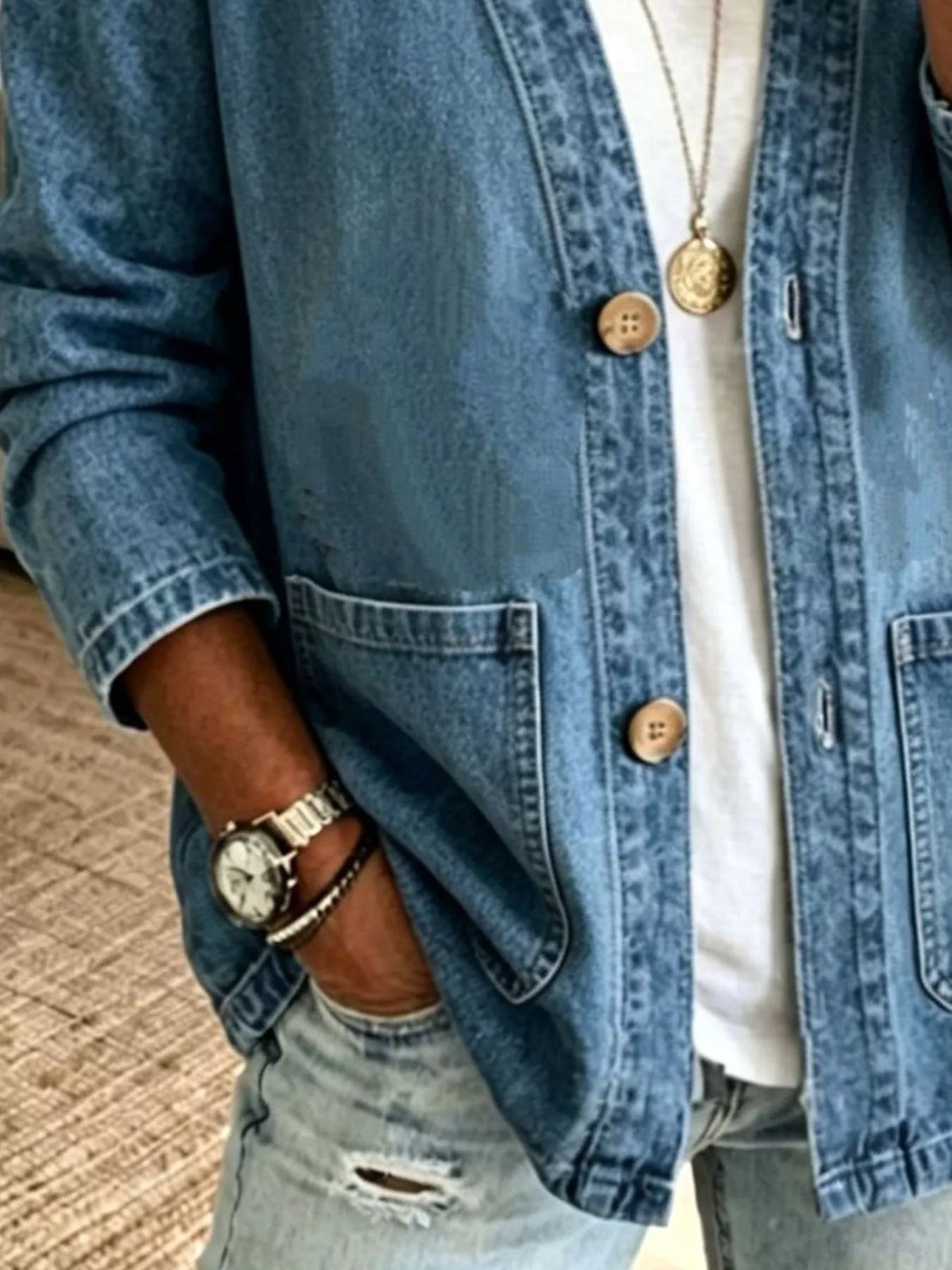 Women's V-Neck Button-Down Denim Jacket – Classic Cotton Jacket in 4 Colors - photo 11