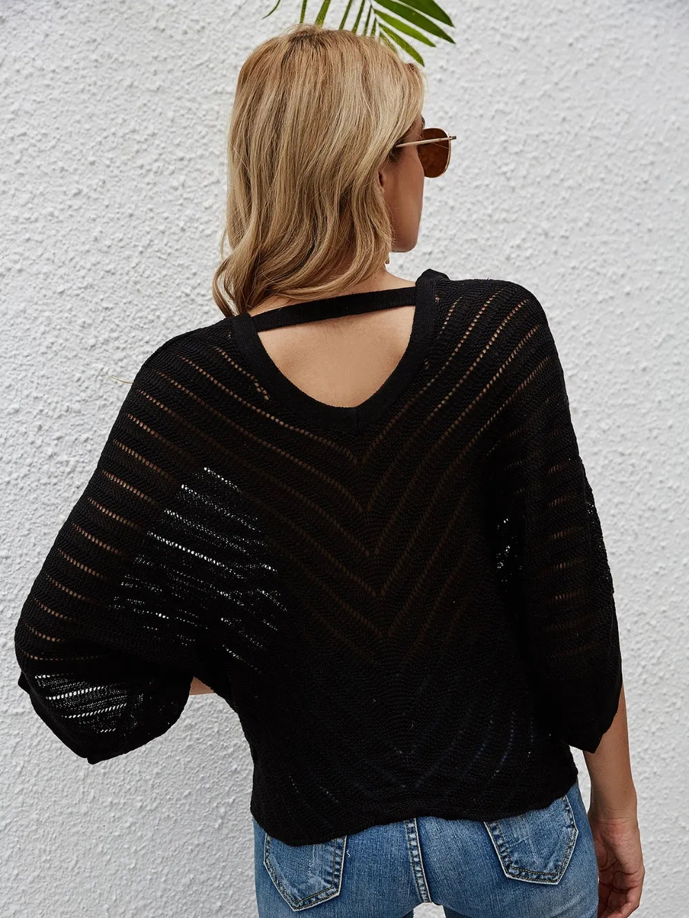Openwork Batwing Sleeve Cover-Up Secondary image