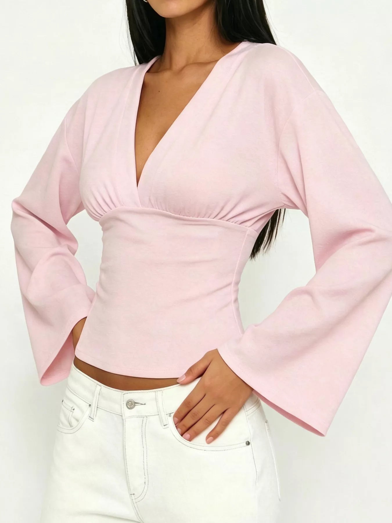 V-Neck Flare Sleeve Blouse Secondary image